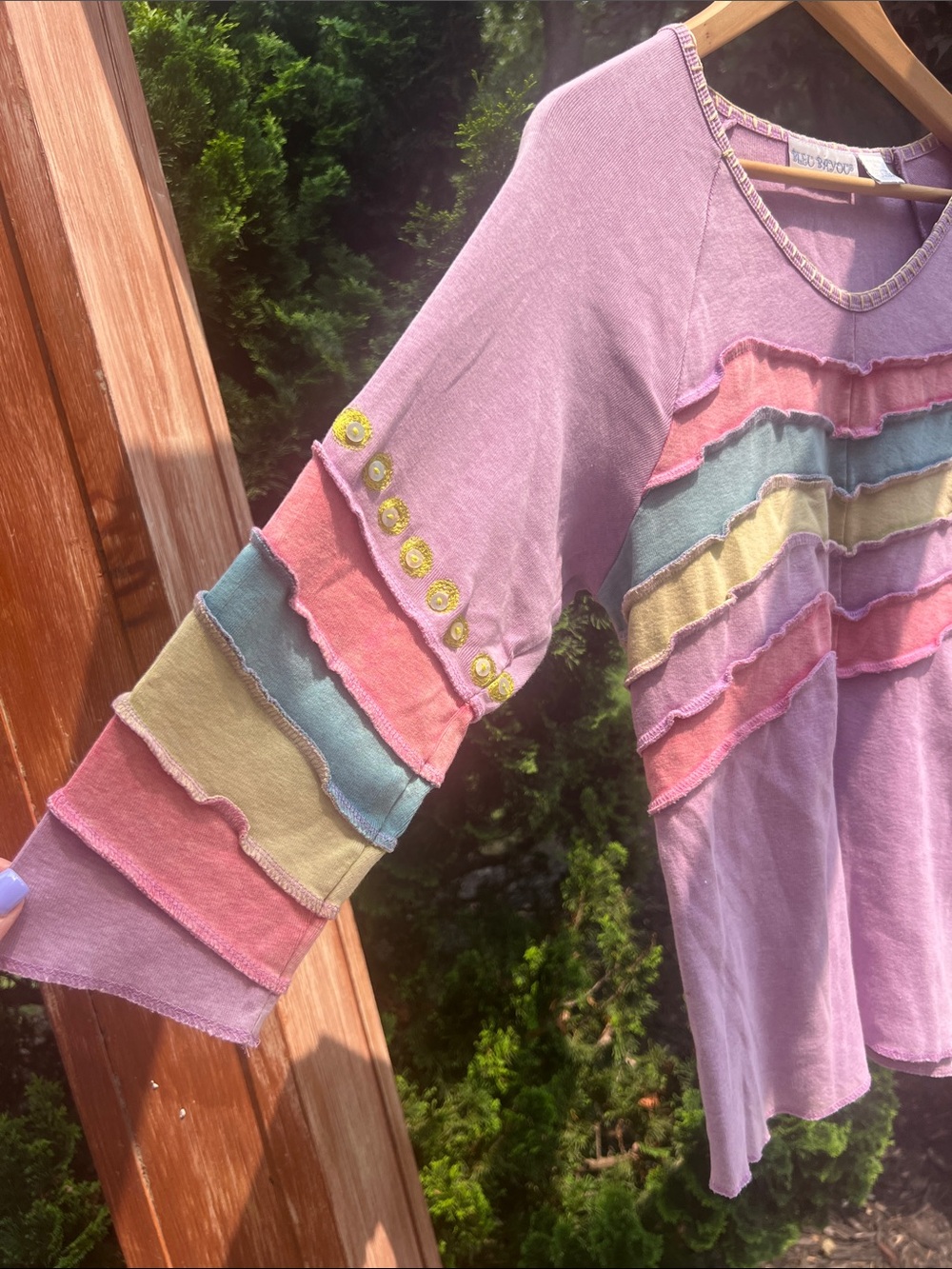 Blue Sky Lavender Layered Ruffle Raglan Sweatshirt - Picture 2 of 5